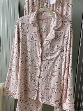 kate spade Pink and Mint Bow-Print Pajama Top